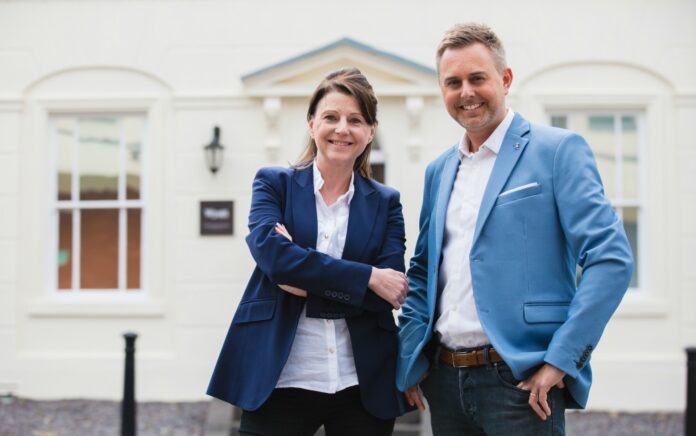 Karen Bernie, CEO of Wyatt international and Mark Fones the Managing Director, standing in front of Wyatt headquarters