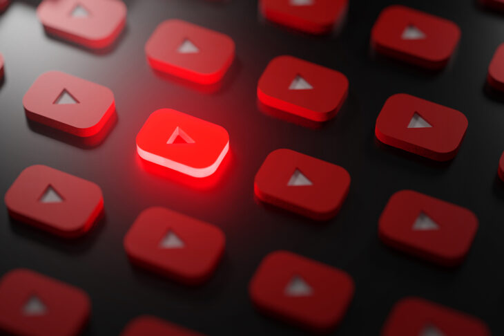 Stand Out on Social Media Concept. Glowing Youtube Logo